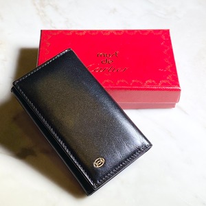 CARTIER black leather key case “pasha”