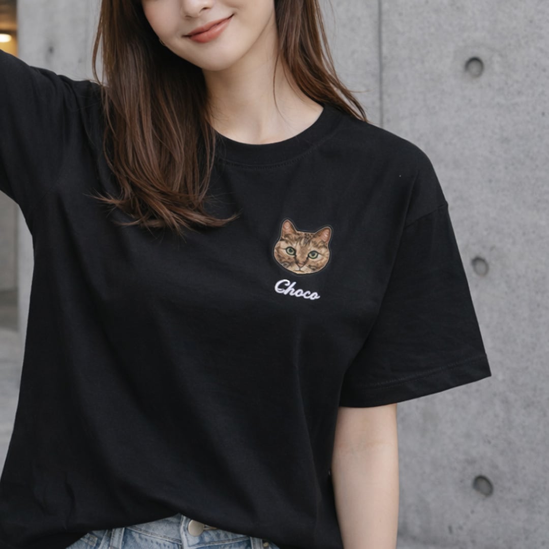 うちの子刺繍Tシャツ】ペットの写真から作るリアル刺繍｜名入れ無料