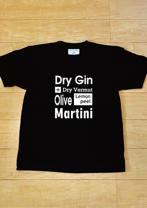 "Martini" Cocktaill Tシャツ  / T-Shirt (Black) / 5.6オンス ヘビーウェイト