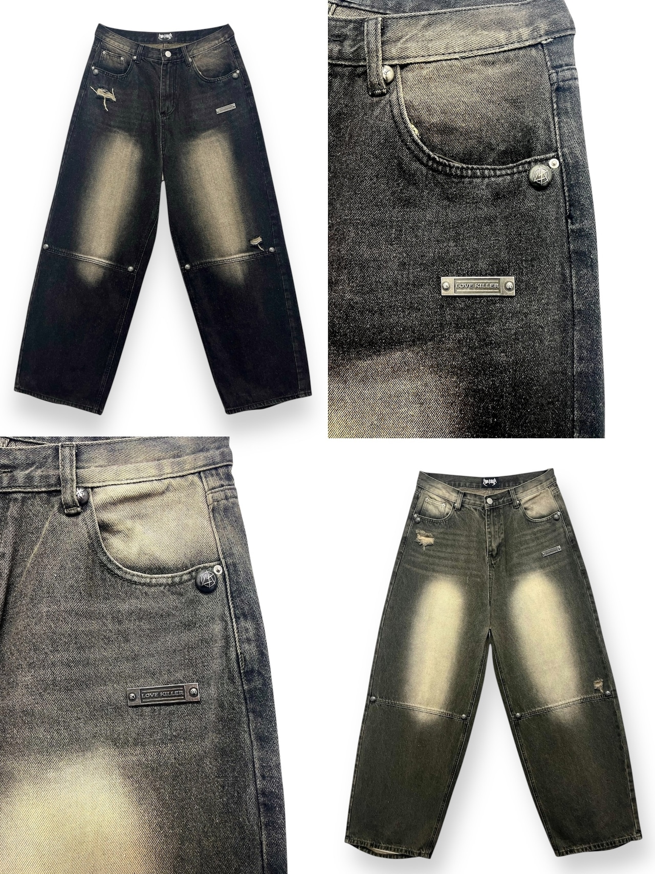 【LOVE KILLER】studs plate damage denim pants