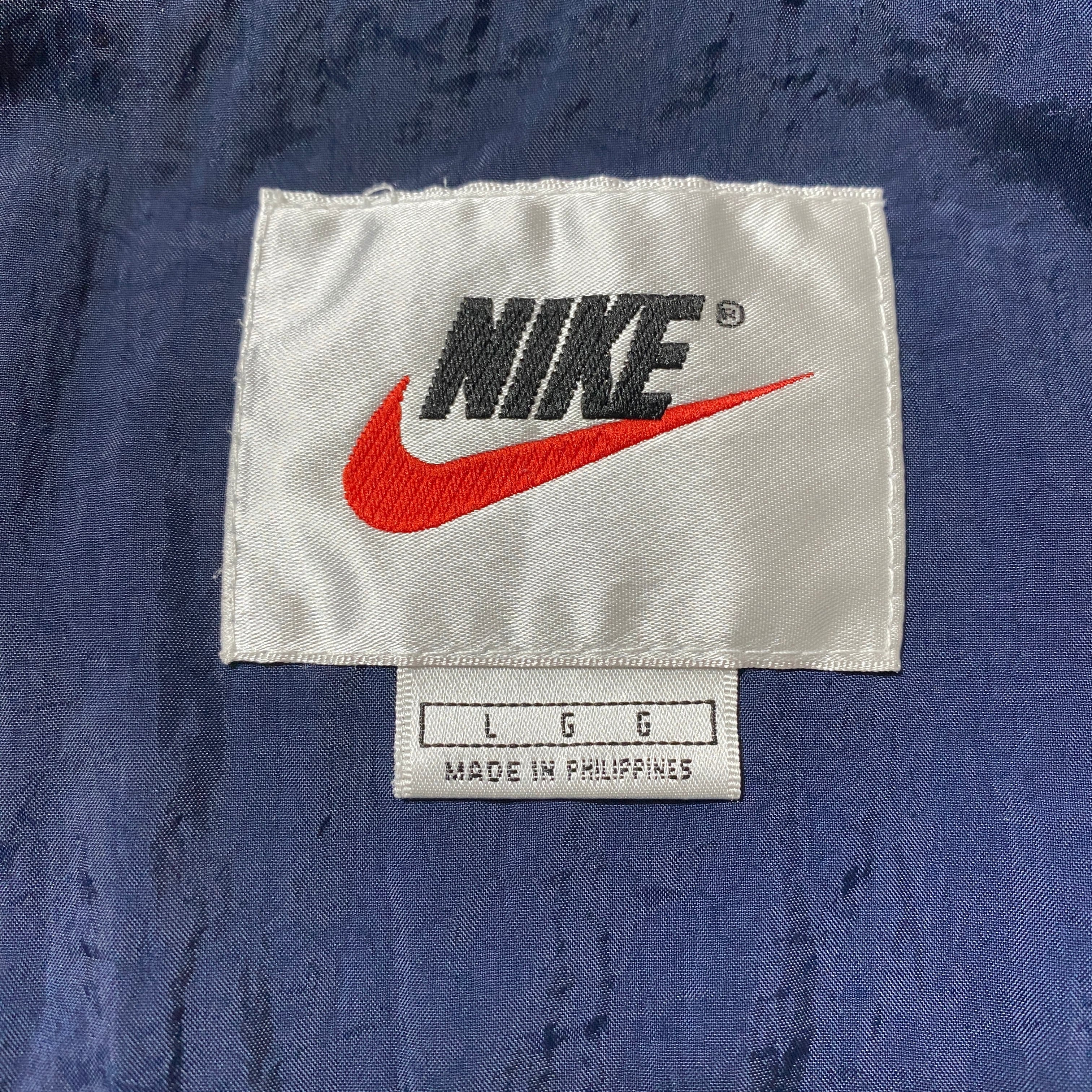 90's NIKE ナイキ スウォッシュ 刺繍ワンポイント バック刺繍 ネイビー