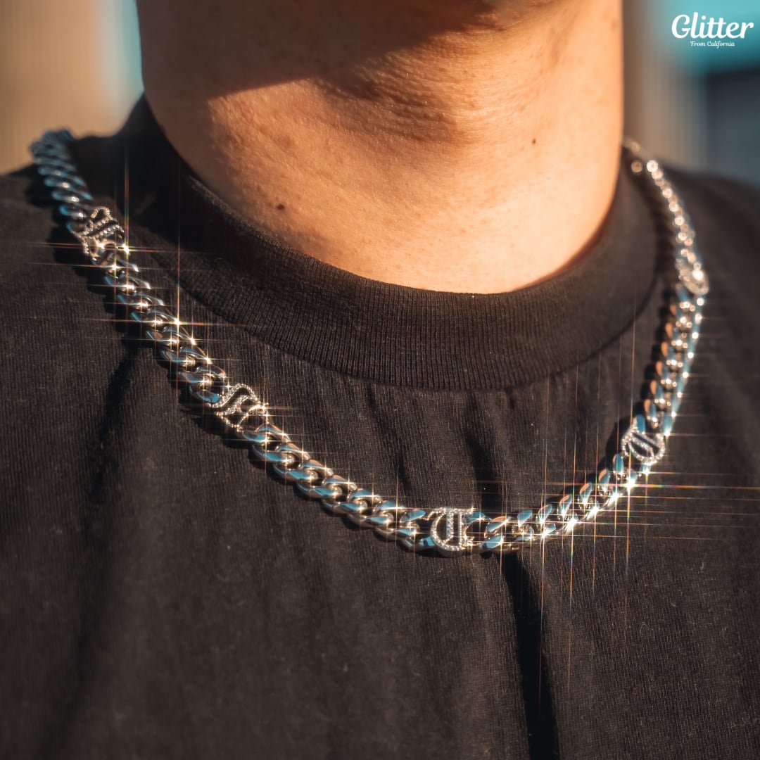 Iced Out GLITTER Logo Chain 【10mm】 | Glitter