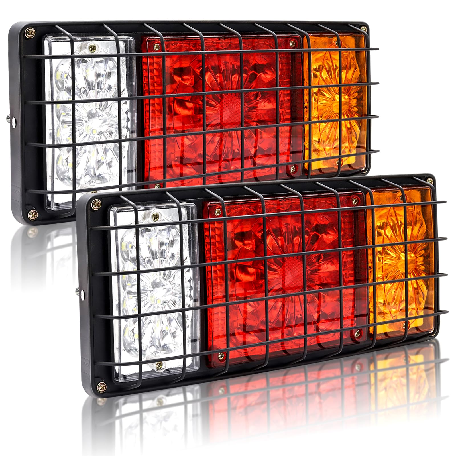 Aoling トラック テールランプ 12V 車用 トレーラー テールランプ 4機能 防水 LED 汎用トレーラー ボート テール 多用途 LEDテールライト 角型 汎用 2個セット