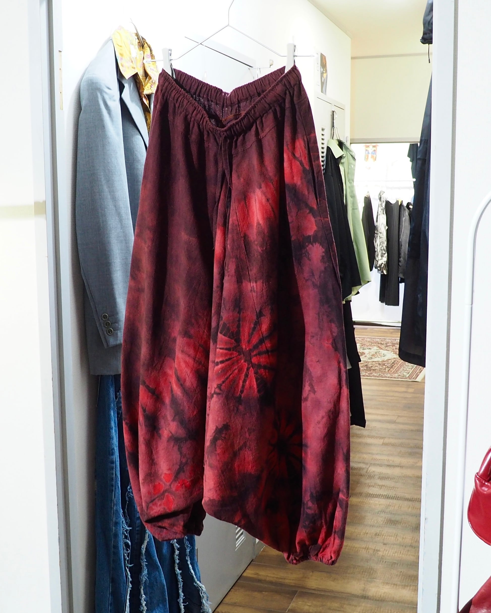 " 染色 " Beautiful Dark Bordeaux Over Dyed Sarouel Pants