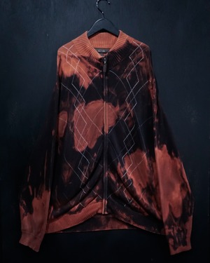 【WEAPON VINTAGE】Bleached Design Argyle Pattern Vintage Loose Drivers Knit