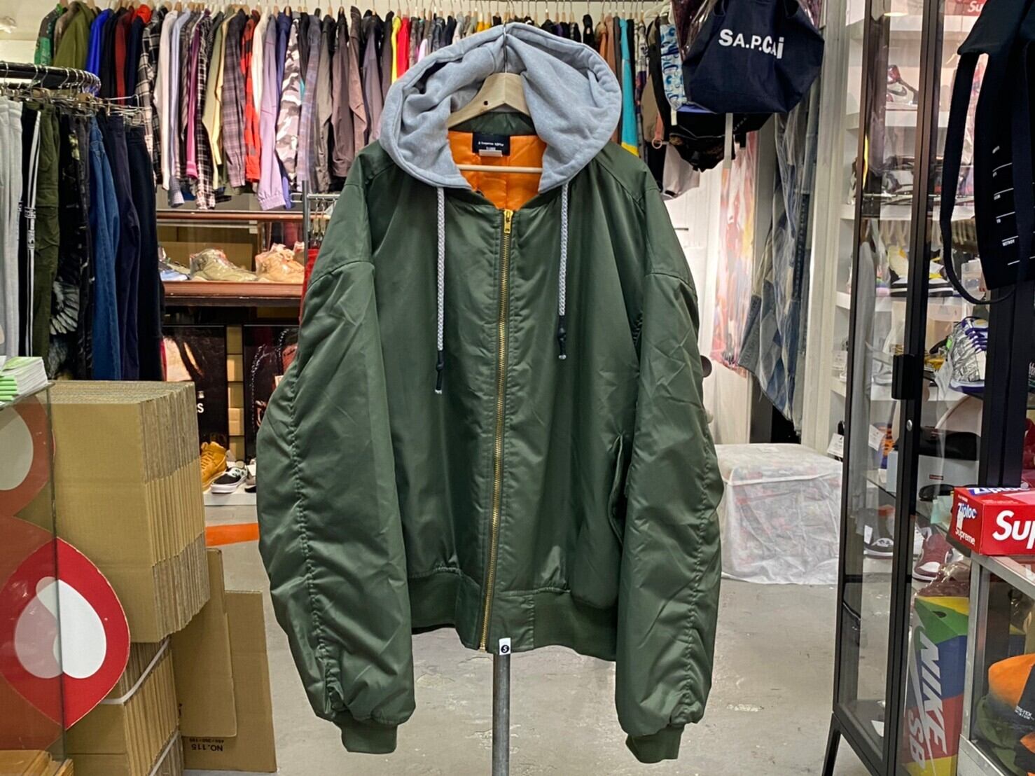 SAPEur MA-1 HOODED OVERSIZED JACKET XL OLIVE 38985 | BRAND BUYERS 