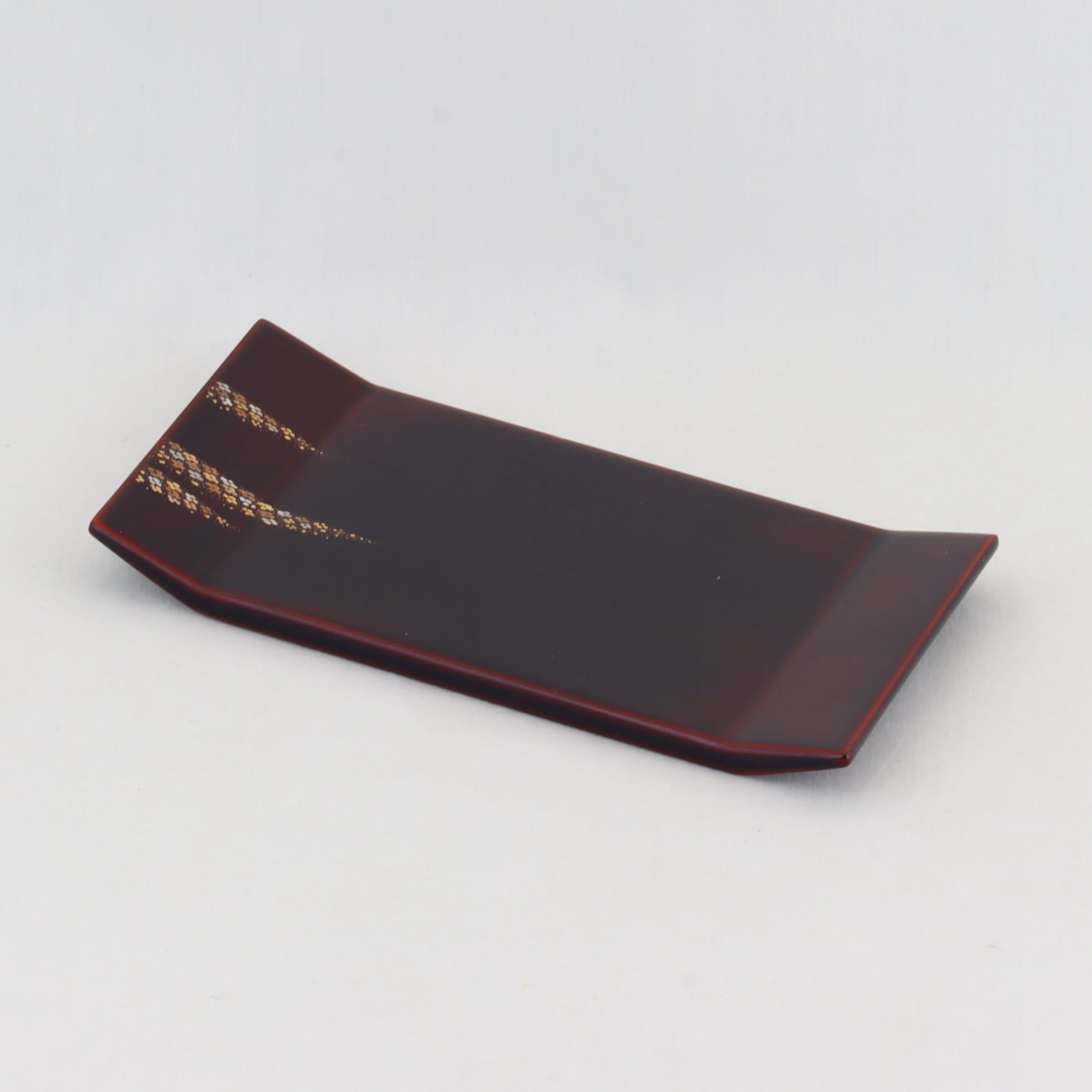 1508 輪島塗 銘々皿／折れ形／溜塗／小華沈金／五枚組 | 輪島塗 加藤