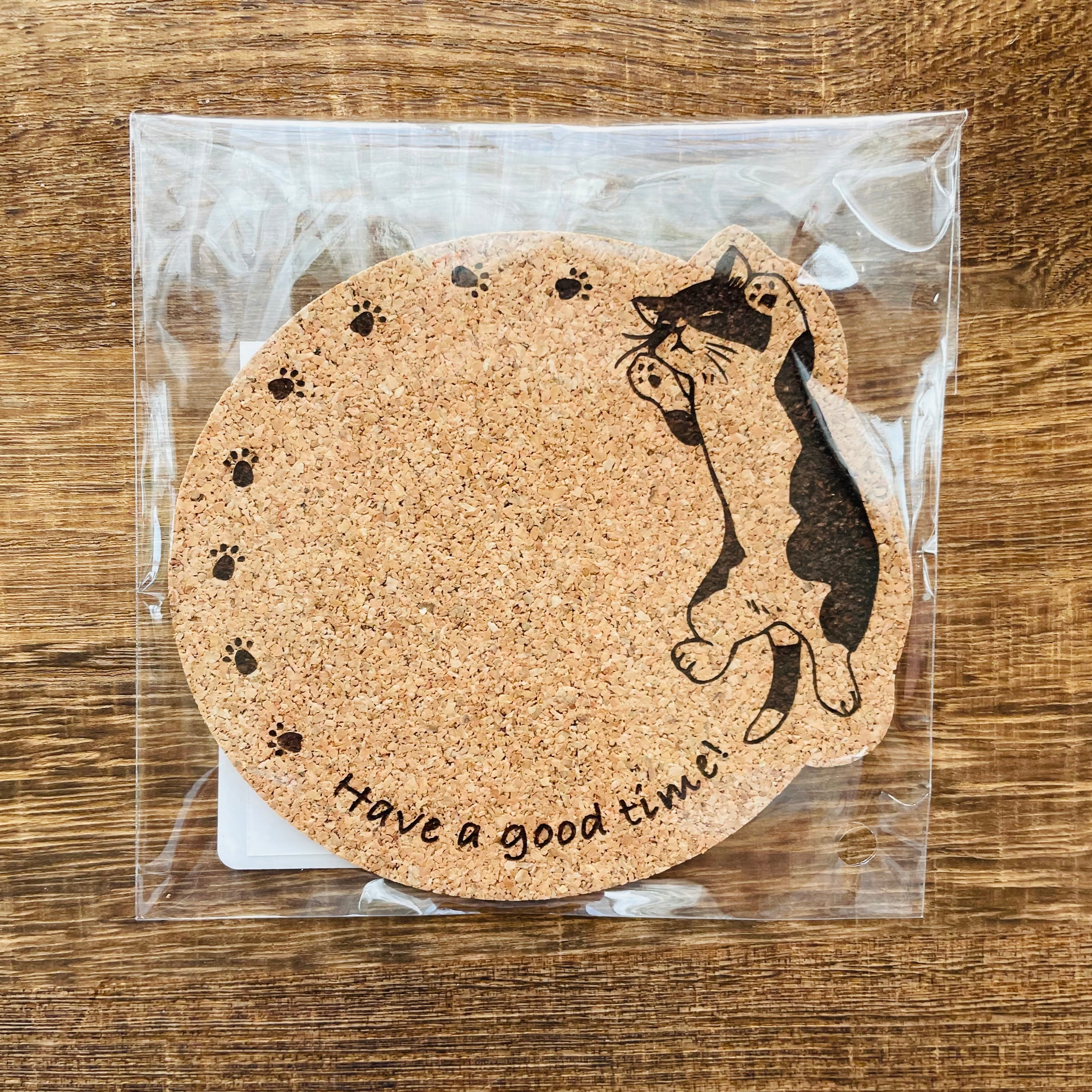 コルクコースター|黒猫 ねこ ネコ 猫雑貨 猫グッズ かわいい猫雑貨 おうちカフェ プレゼントにおすすめ カワイイ猫雑貨