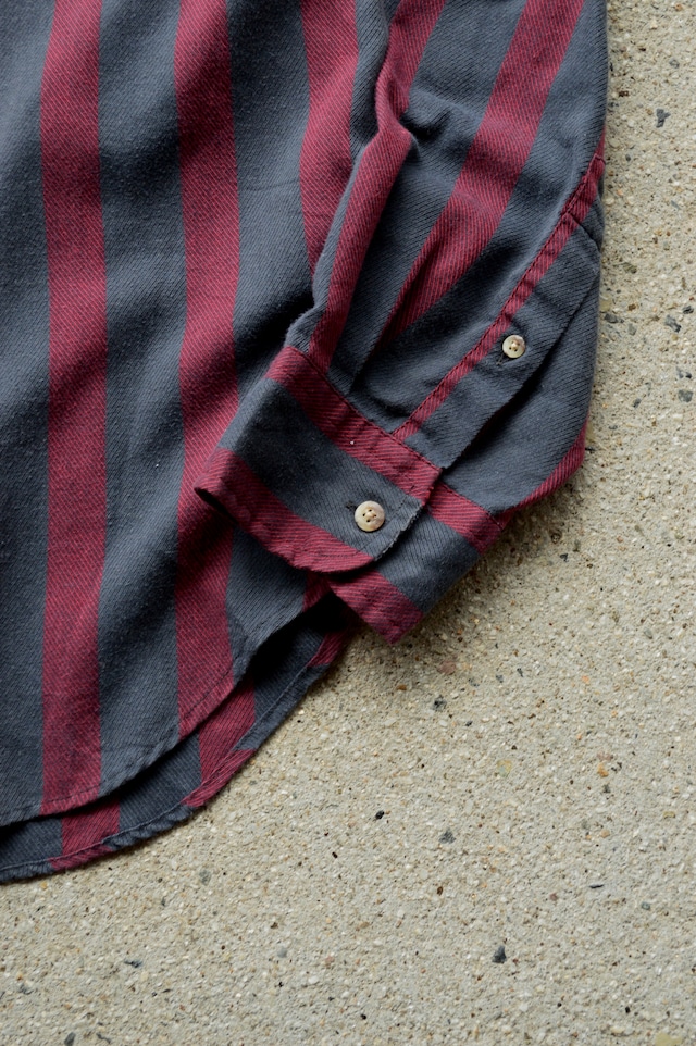 1990's Herringbone Print Cotton Gauze Stripe Shirt by Wrangler PB Brand RN53894 ラングラー 90s オールドプライベートブランド