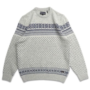 古着 Barbour バブアー 総柄 ノルディック柄 ウールニット セーター グレー 表記：L　gd408326n w60109