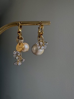 glass cotton pearl  pierce/earring
