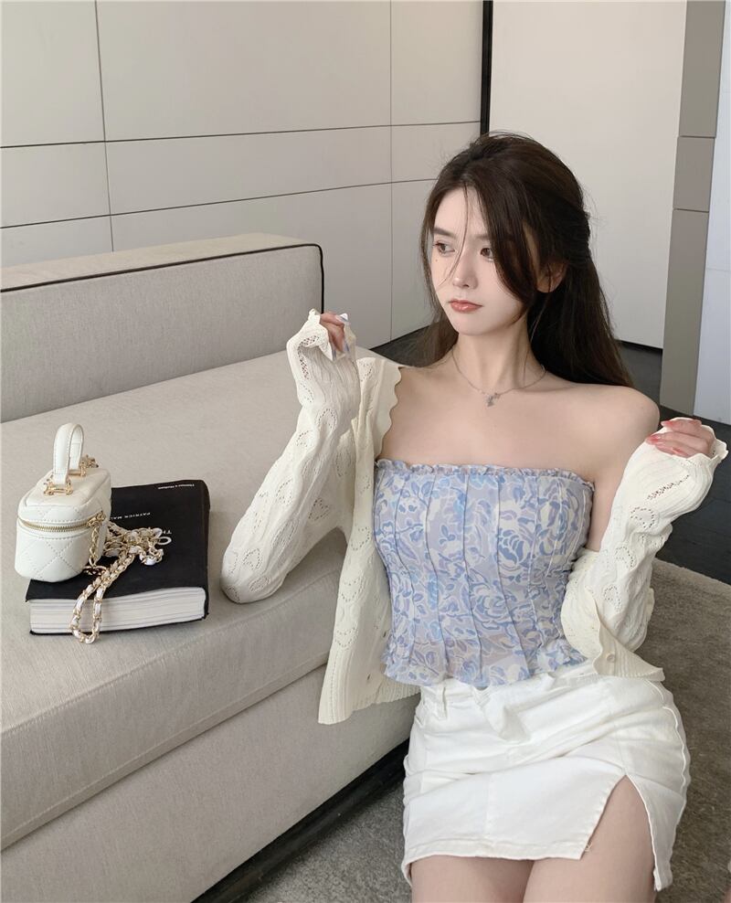 フローラルトップス サマーショートブラ 夏物 花柄 ピュア ブラックストロベリース28708517055