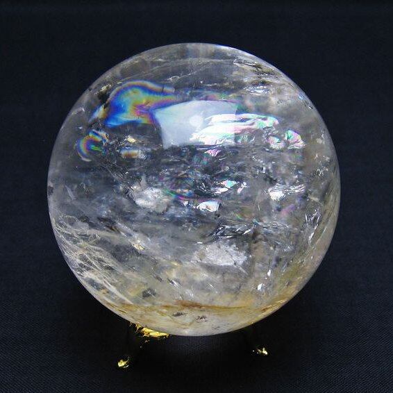 水晶 丸玉 虹入り 62mm スフィア 水晶玉 球体 玉 一点物 151-7906