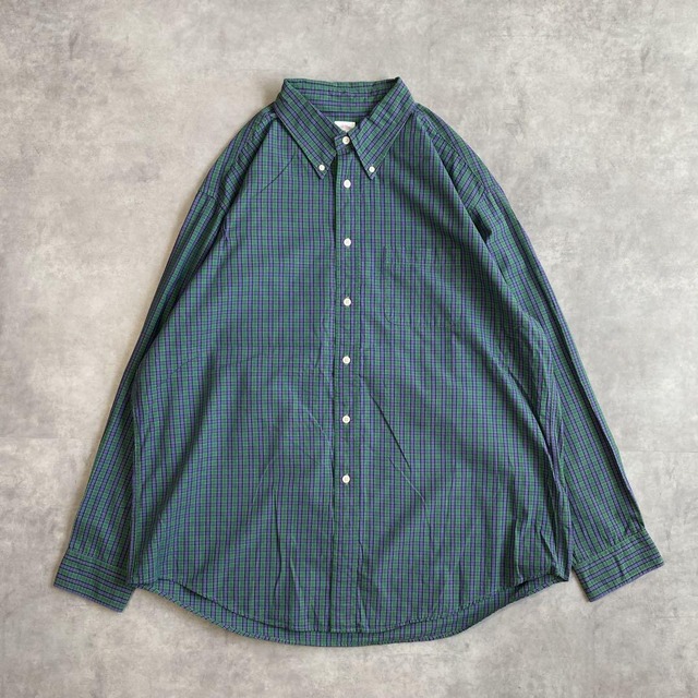 ブルックスブラザーズ チェック シャツ 胸ポケット 古着 緑 XL 11803