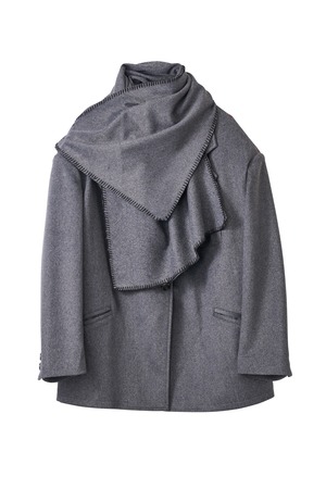 【Knuth Marf】muffler overlay jacket(unisex)/gray