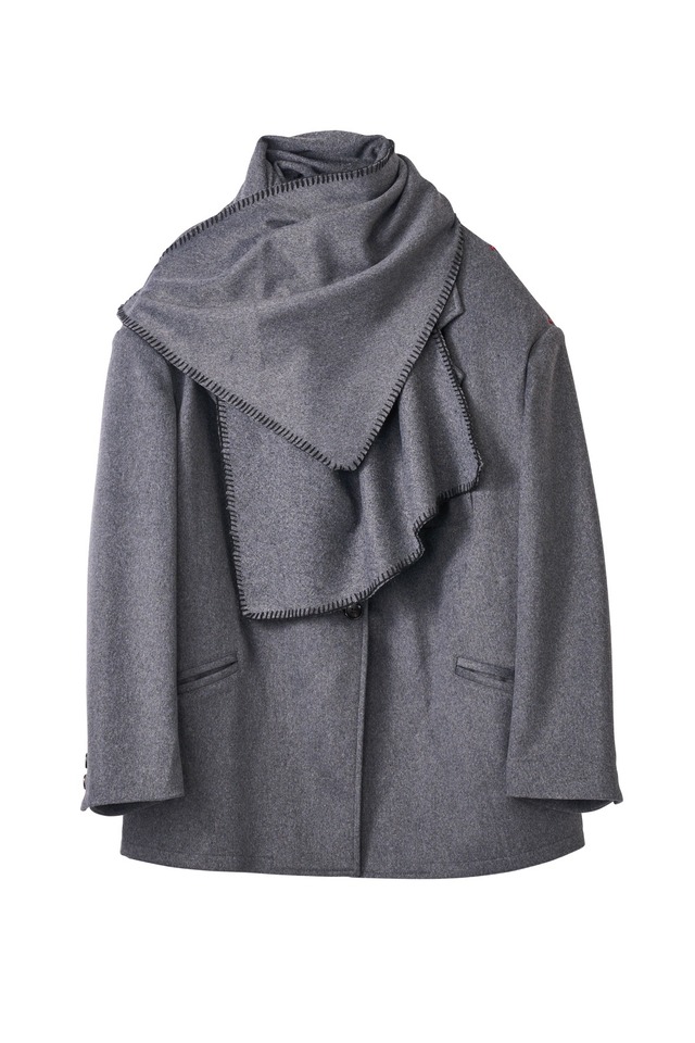 【Knuth Marf】muffler overlay jacket(unisex)/gray