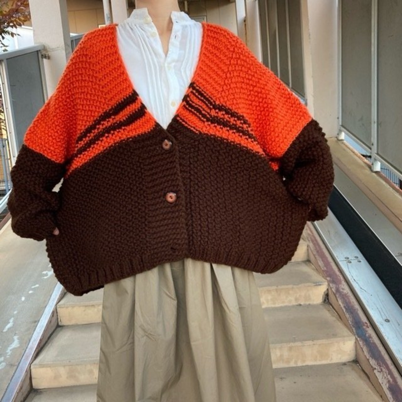 Hand Made Knit　ルーズブラウンカーディガン