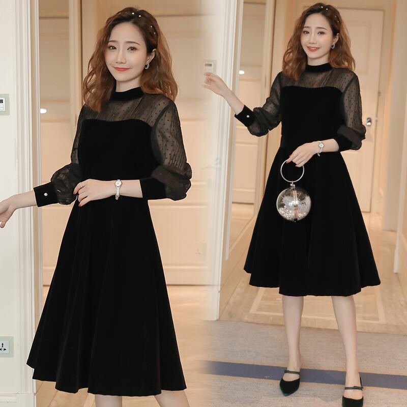 【新作】【送料無料】 春の分娩後の女性の看護服レースパッチワークベルベットマタニティ母乳育児ドレスオフィスレディ服 スプリング 春物 会社 学校 通勤や通学にも AL expec396849334433