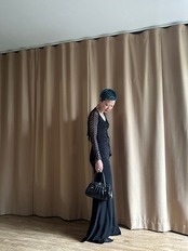 black leather hand bag-4217-6