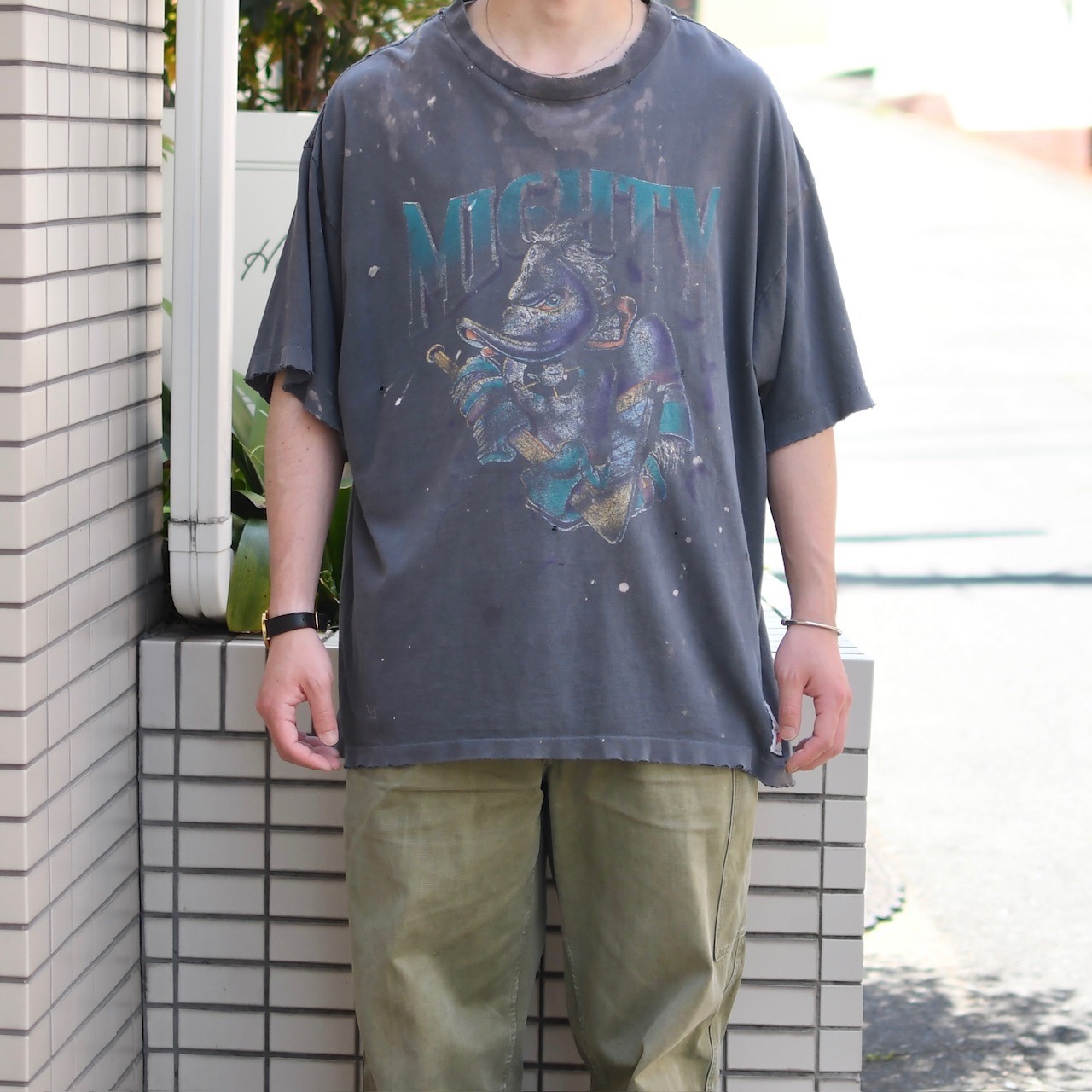 90's Disney MIGHTY DUCKS fade boro print tee