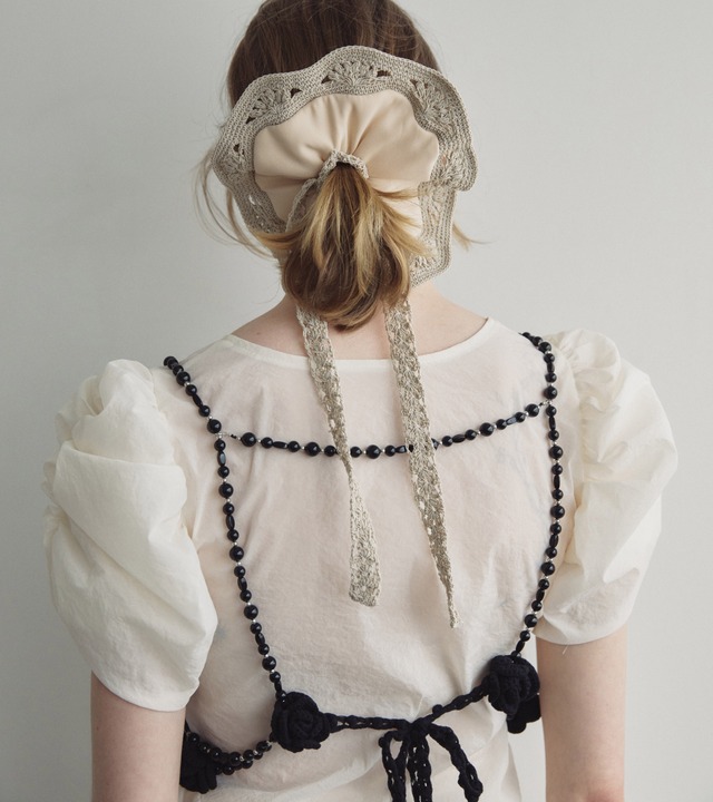 Crochet flower&beads harness ・C/♯black