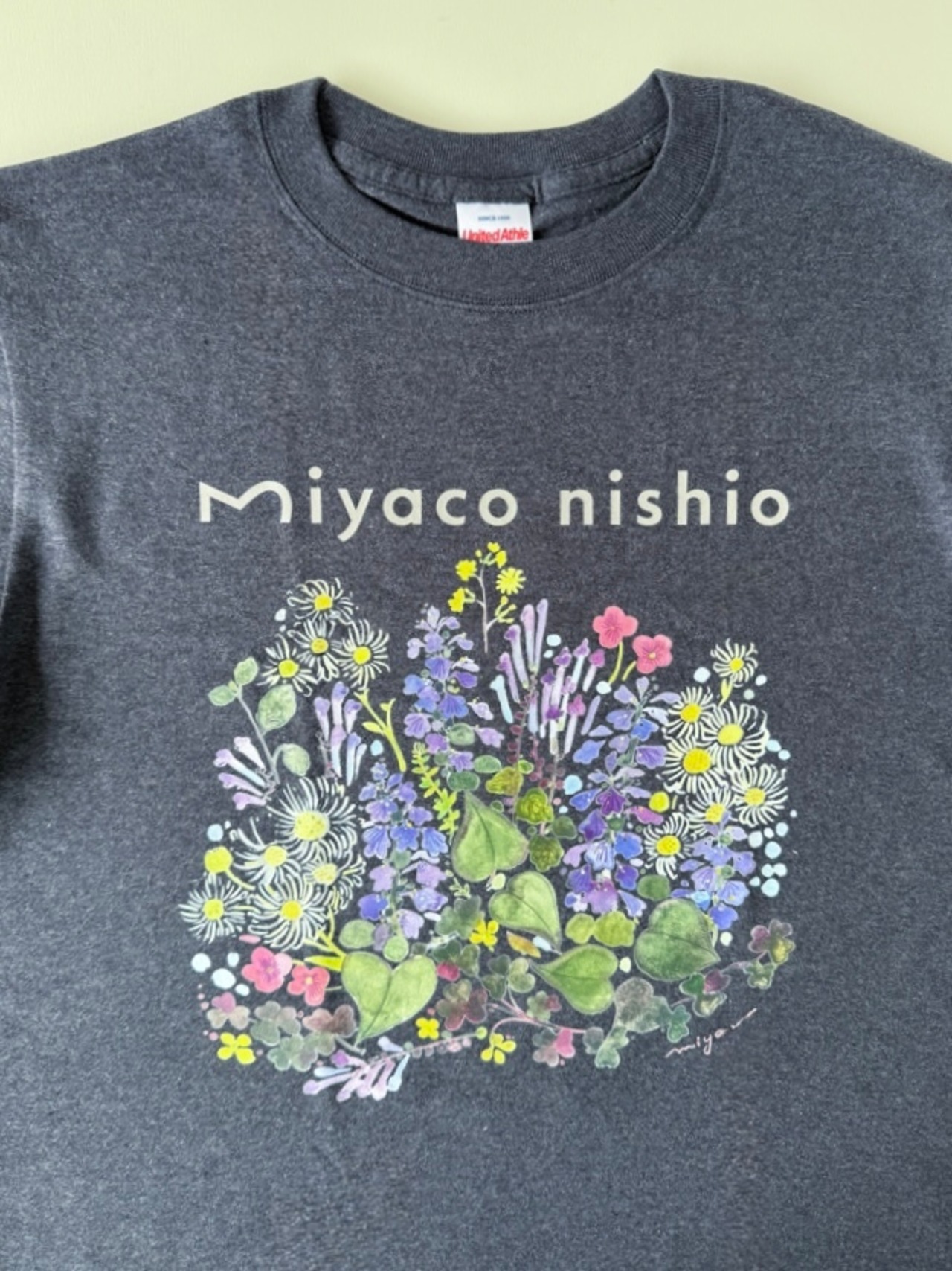 水彩画を着るTシャツ　「ハルジオンの頃」gray