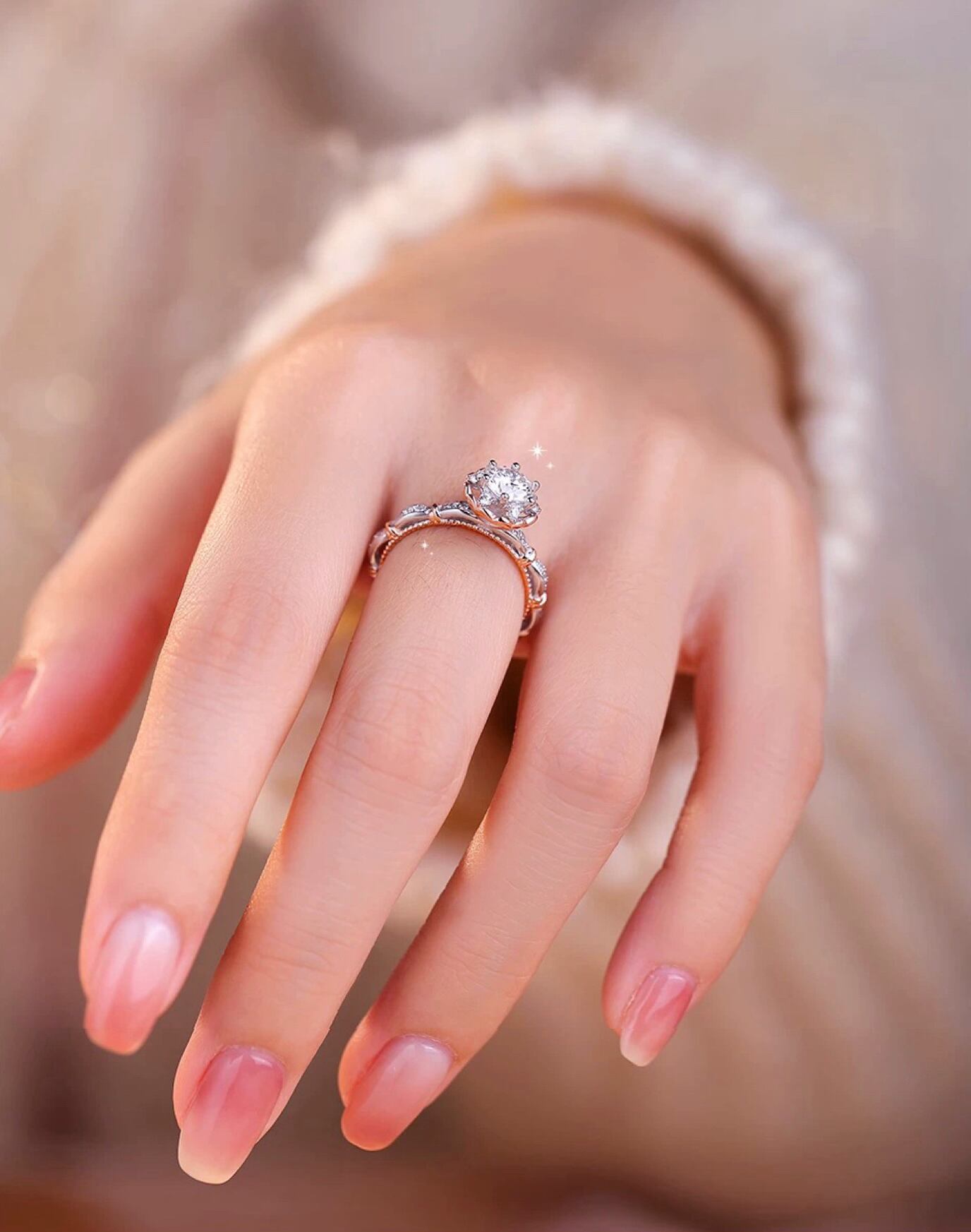 フラワー モアサナイト 花 2カラー キラキラ 0.6ct ゴージャス
