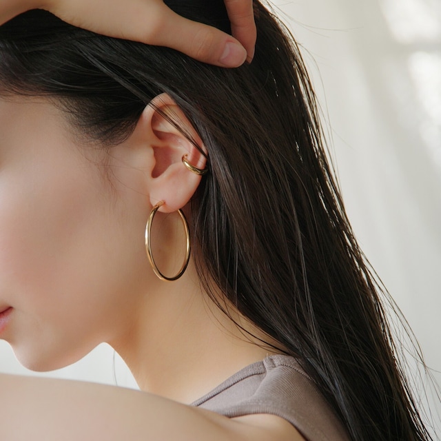 K18イエローゴールド 直径40mm フープピアス【MKY0078P1】