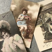 1900s france antique 永遠の少女と少年 ポストカード 3p