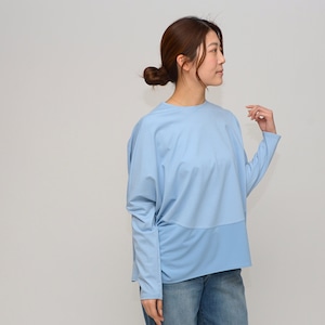 【至福の着心地】 異素材コンビ・とろみドルマンプルオーバー ‐ LER-2618 サックス ‐