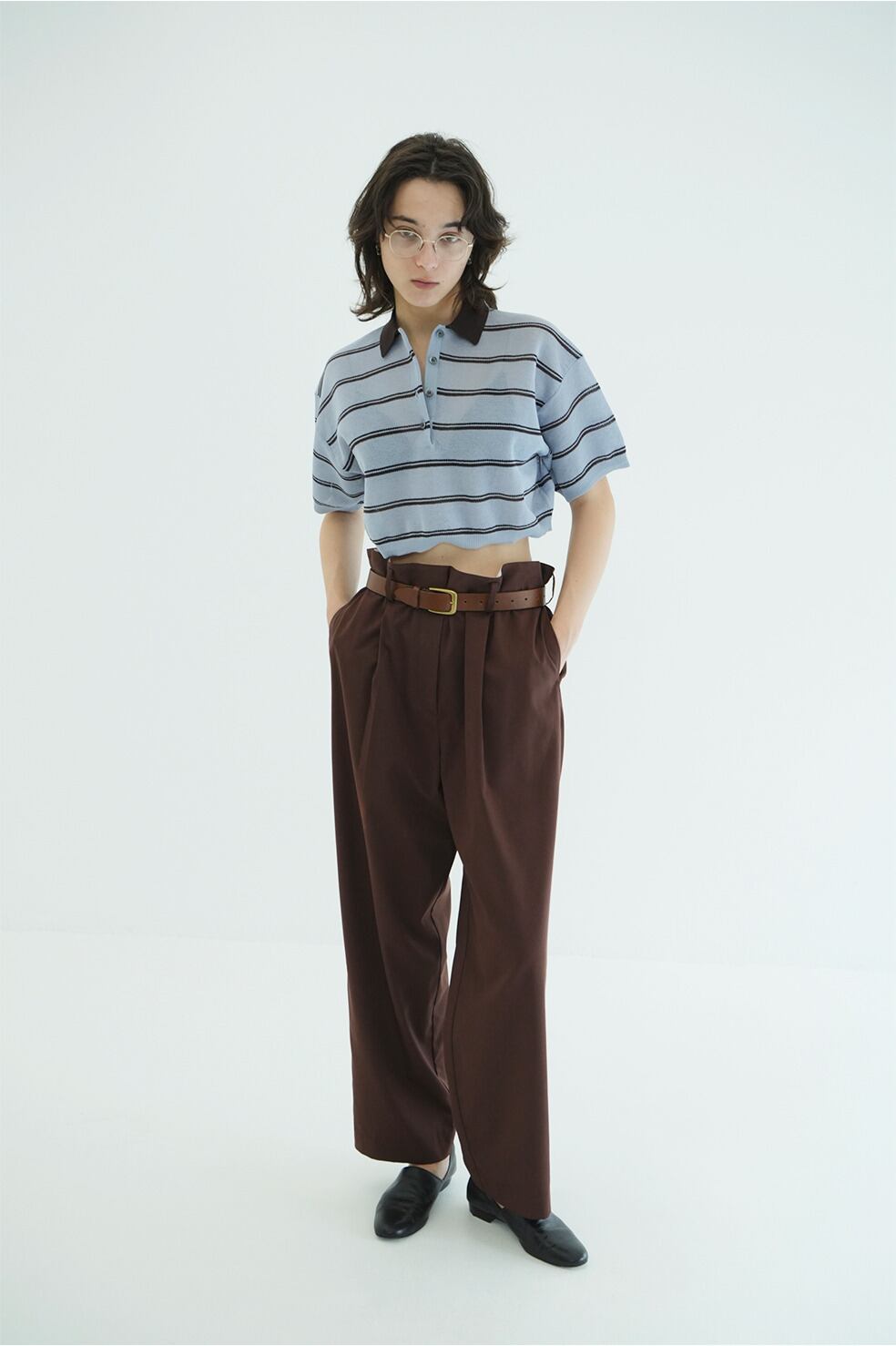 CLANE SPONGY SHEER POLO KNIT TOPS 3色展開 | FLICKA ASHIYA