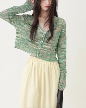 【CHACHASTU】marble border short cardigan