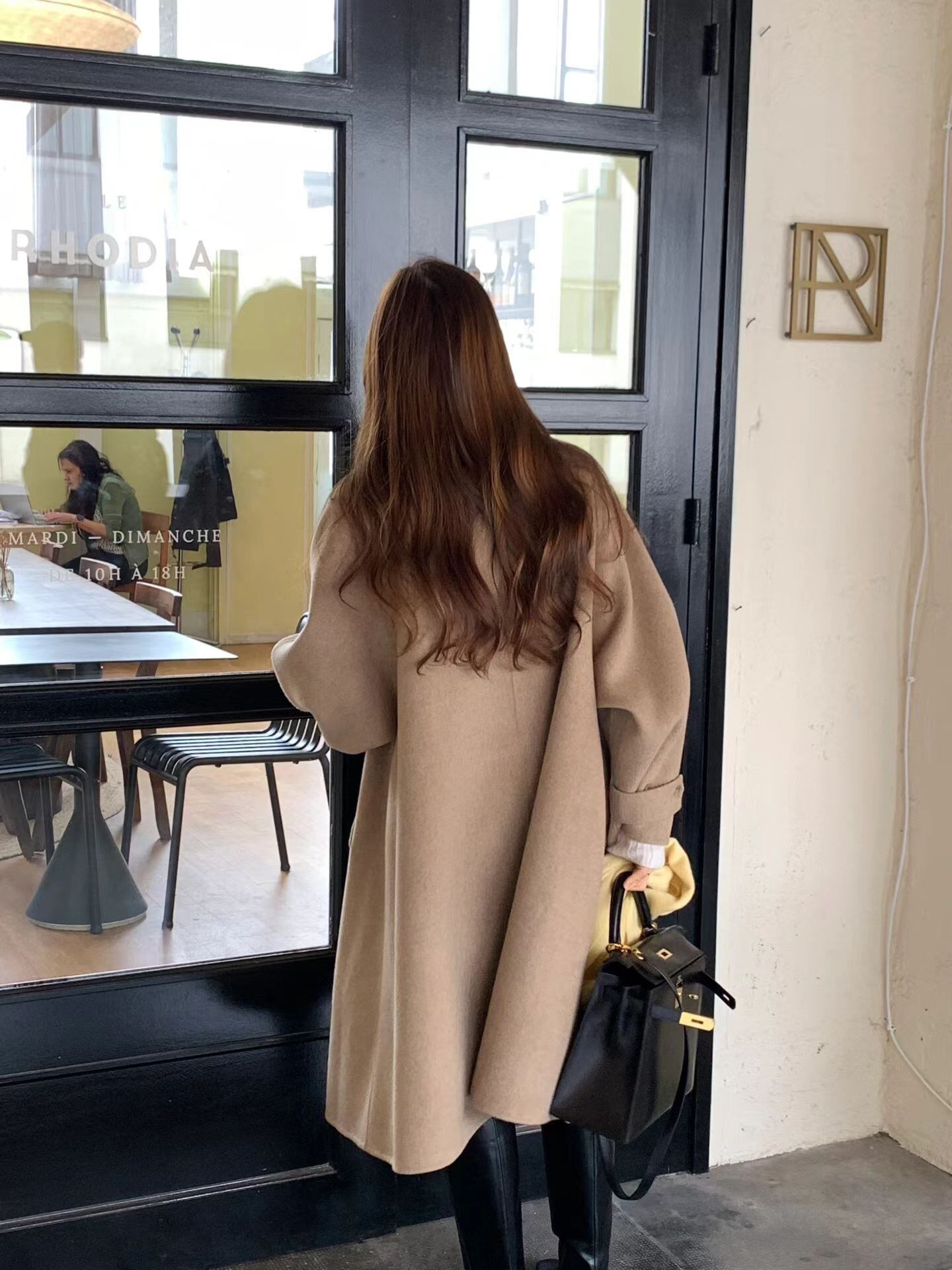 OUNCE】 cashmere half handmade coat Ounce cashmere half handmade