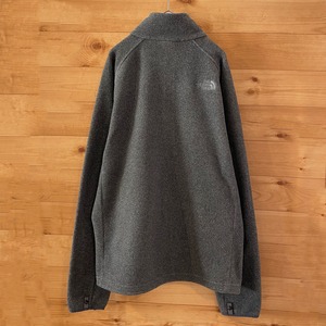 【THE NORTH FACE】フリース ジャケット 中間着 ワンポイントロゴ 刺繍ロゴ バックロゴ ジップアップ フルジップ M グレー アウトドア ノースフェイス US古着