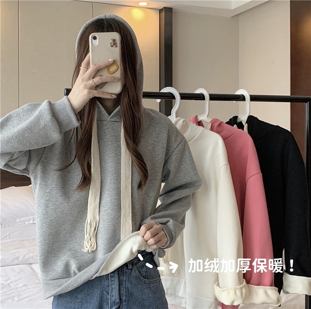 ベルベットオータムウィンタールーズフードトップス ロング コットン 秋物 冬物 1号婦人9213107974