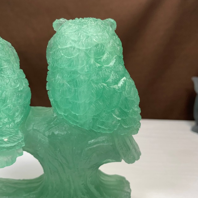 可愛いグリーンフローライト・ふくろう