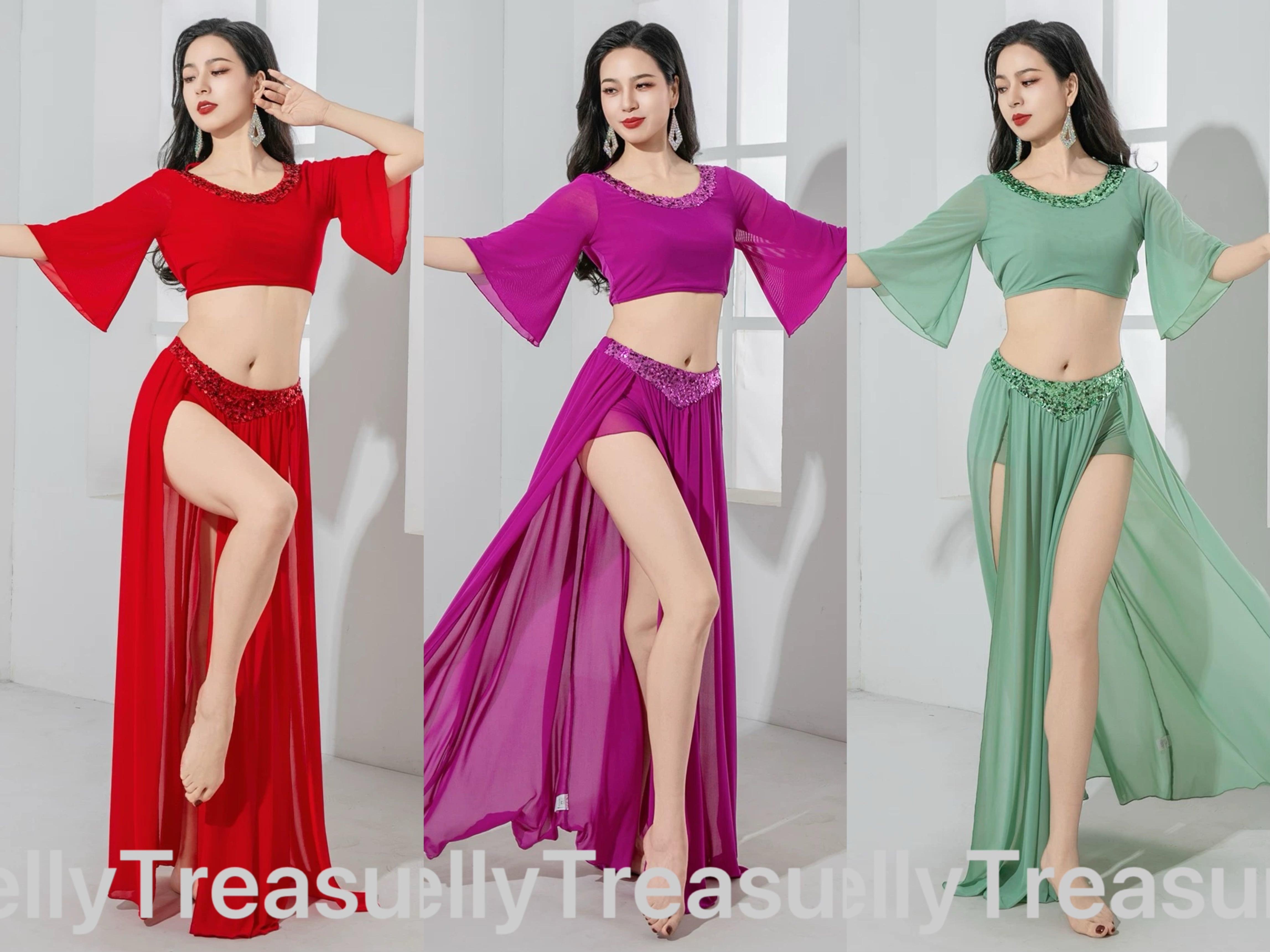 ベリーダンス 3カラー レッスンウェア QCZW ZM520  202507