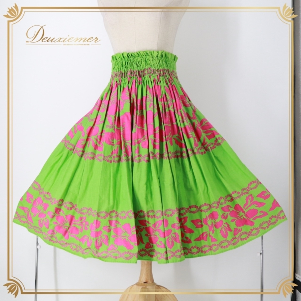 フラダンス 衣装 パウスカート グリーン系 ハイビスカス柄 ハワイアンプリント アロハ フラ ダンス レッスン 練習 華やか 鮮やか かわいい おしゃれ シングル スカート フレア ふんわり 軽やか ピンク系 ピンク 黄緑 フラダンス衣装 アロハシャツ 練習着 ハイビスカス柄スカート カジュアル スカートファッション お洒落