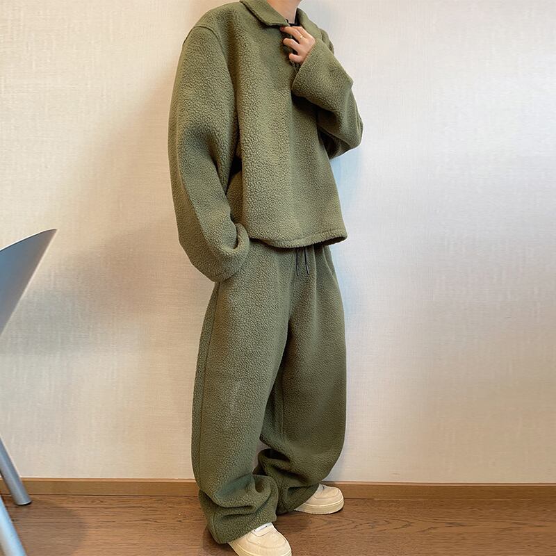 dannyandzeeオリーブ色ボアワイドパンツ | mblueshop