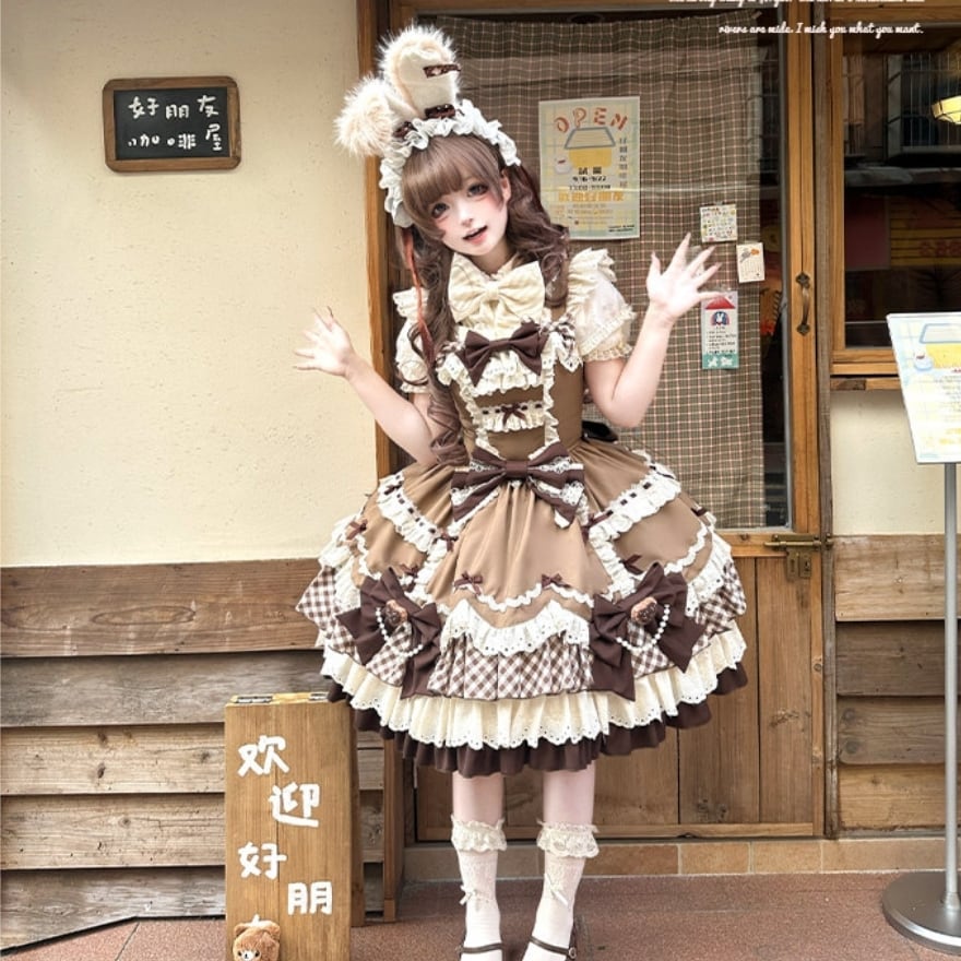 甘ロリ ギンガムチェックリボンロリータジャンパースカート | ロリータ