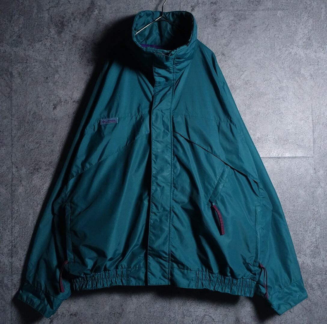 80-90s “Columbia” Green Logo Design Nylon Blouson