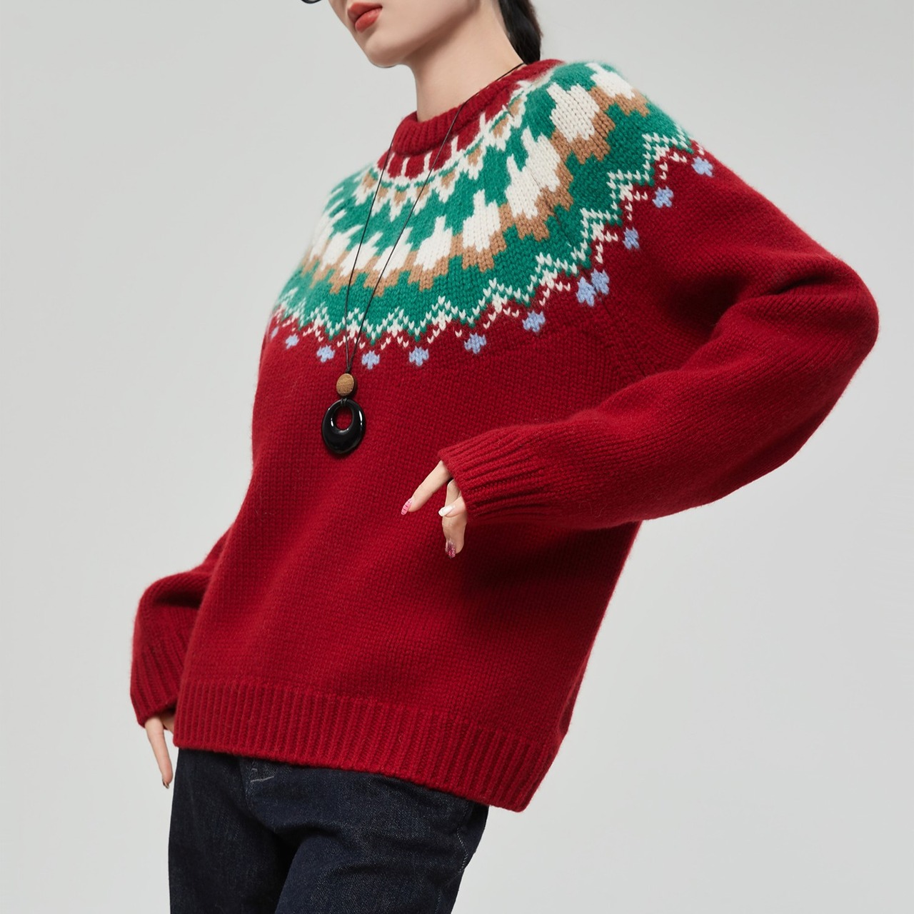 フェアアイルジャカードクリスマスニット H0046