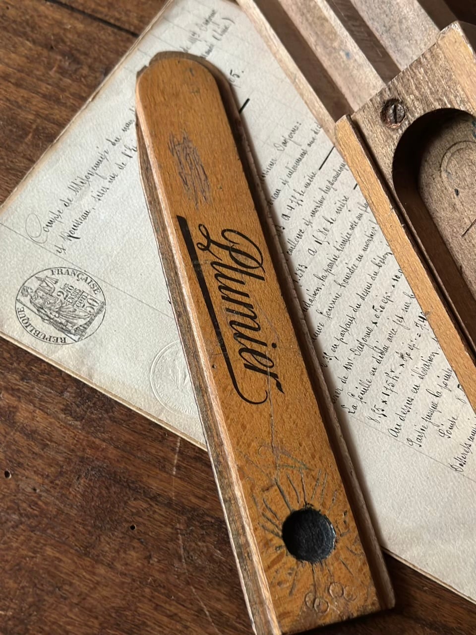 2段式 木製ペンケース 筆箱 スライド Plumier | Brocante de La