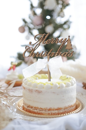 【 木製 ケーキトッパー 】Merry Christmas  英語 Xmas クリスマスフォト クリスマス飾り 装飾 ケーキ