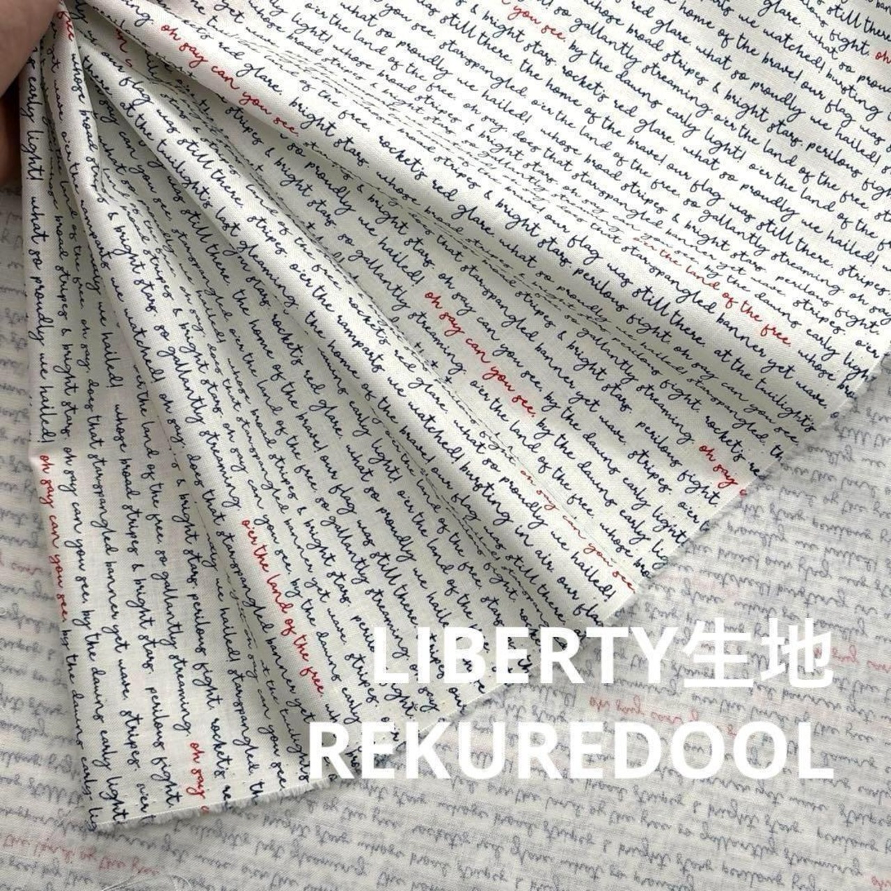 dr238◆1m◆SM◆綿100%生地◆LIBERTY◆英字筆記体