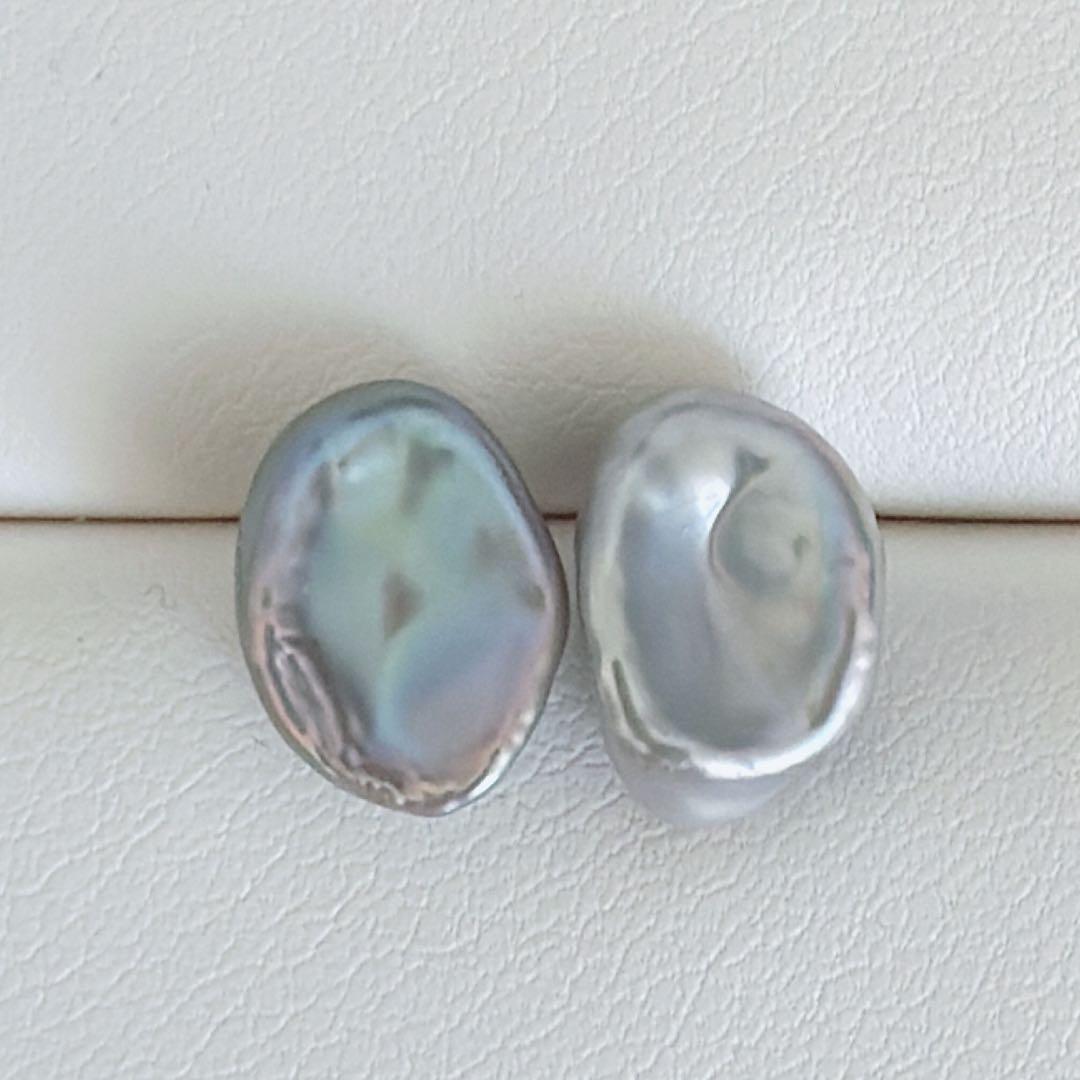 533グレーケシバロックパール スタッドピアス☆11mmシルバー925 | Bijoux.R