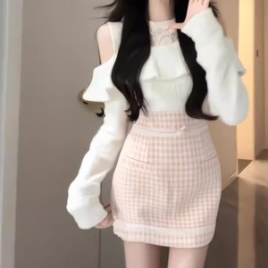 フェイクレイヤードオープンショルダーミニワンピ ・74072