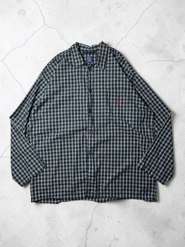 Polo by Ralph Lauren Navy Green Tartan Plaid Pony Logo Cotton Button Up Long Sleeve Shirt