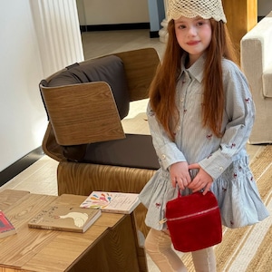 春リボン刺しゅうシャツワンピース