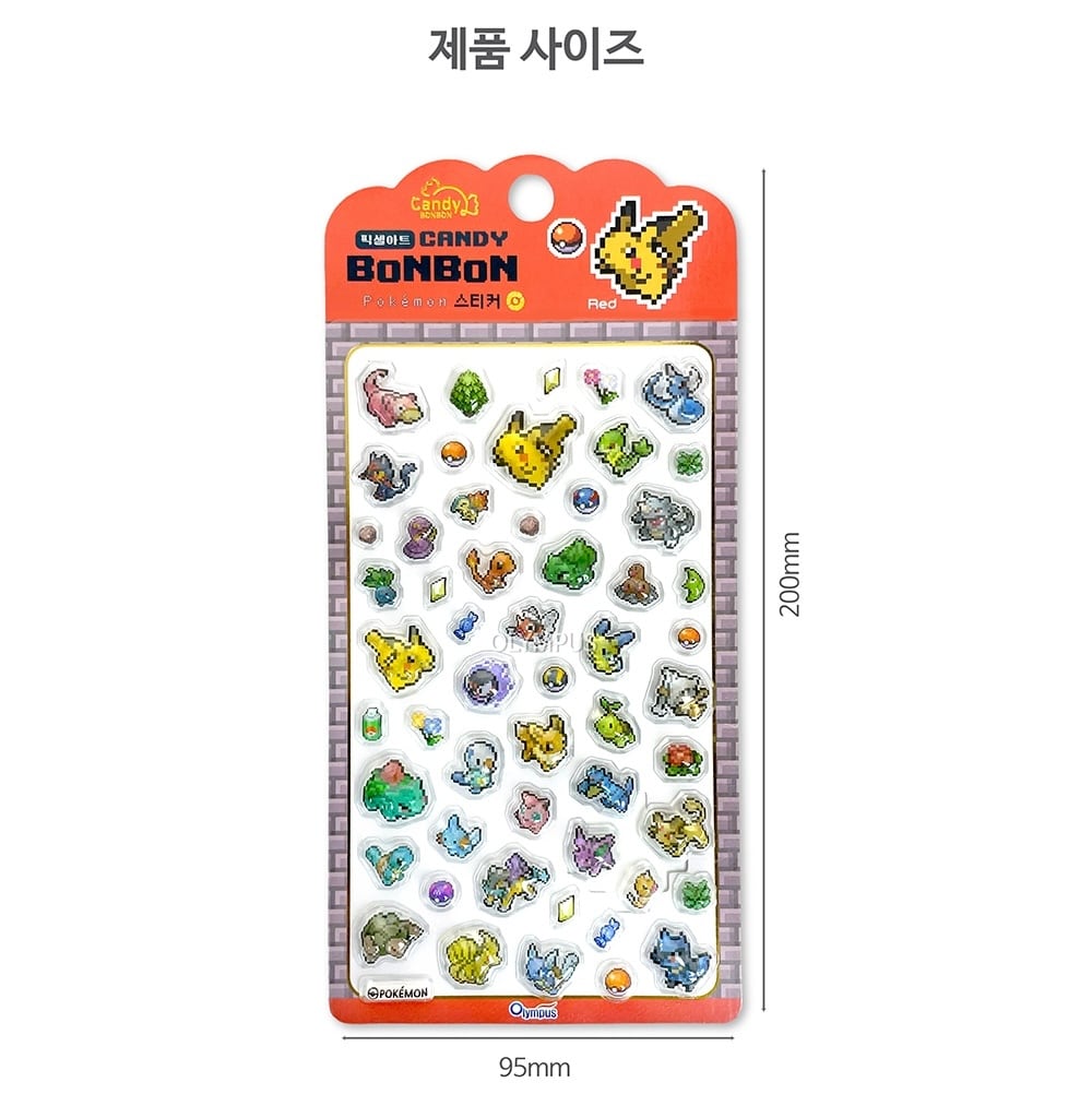 韓国限定 ポケモン】ピクセルアートキャンディボンボン立体シール (4枚
